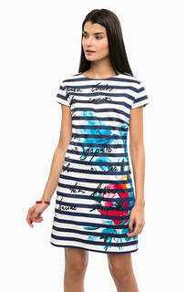 Платье из хлопка в полоску с акварельным принтом Desigual
