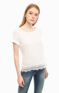 Белая блуза из хлопка с короткими рукавами Tom Tailor Denim