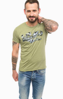 Футболка цвета хаки  с круглым вырезом Pepe Jeans