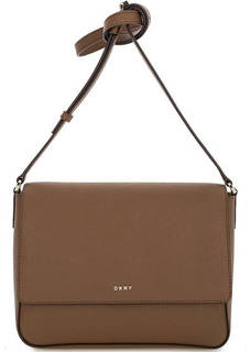 Коричневая кожаная сумка с одним отделом Dkny