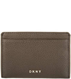 Коричневая визитница с одним отделом Dkny