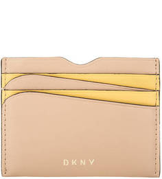 Бежевая визитница с контрастными вставками Dkny