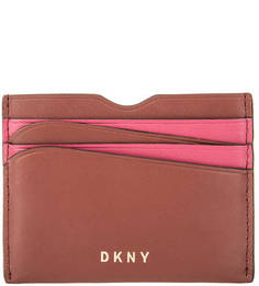 Кожаная визитница с кармашками Dkny