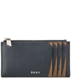 Кожаная визитница с контрастными вставками Dkny