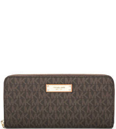 Коричневый кошелек на молнии Michael Michael Kors
