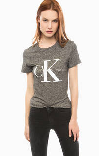 Хлопковая футболка с логотипом бренда Calvin Klein Jeans