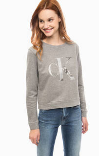 Хлопковый свитшот с логотипом бренда Calvin Klein Jeans