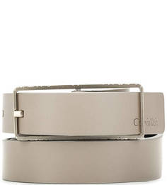 Серый кожаный ремень с прямоугольной пряжкой Calvin Klein Jeans