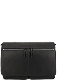 Черная кожаная сумка с откидным клапаном Lancaster