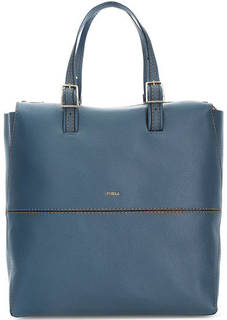Синяя сумка из мягкой кожи на молнии Furla