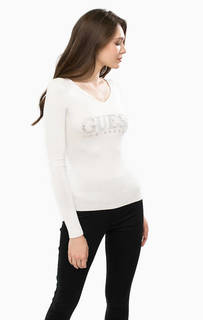 Белый джемпер с треугольным вырезом Guess
