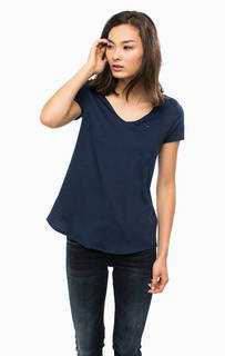 Хлопковая футболка синего цвета Hilfiger Denim