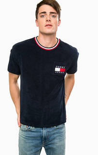 Синяя хлопковая футболка с карманом Hilfiger Denim