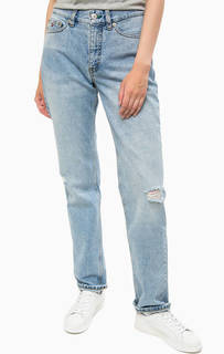 Рваные джинсы бойфренды синего цвета Hilfiger Denim