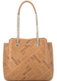Коричневая сумка на молнии с логотипом бренда Love Moschino