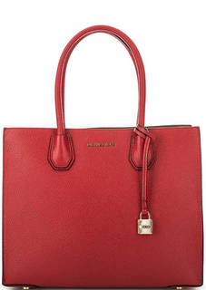 Красная кожаная сумка с двумя отделами Michael Michael Kors