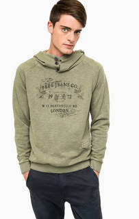 Хлопковая толстовка цвета хаки с капюшоном Pepe Jeans