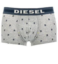 Серые хлопковые трусы-боксеры с принтом Diesel