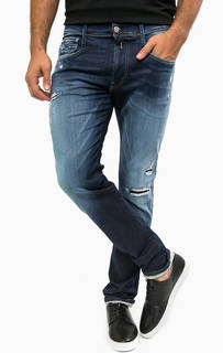 Зауженные джинсы с сильными потертостями Replay