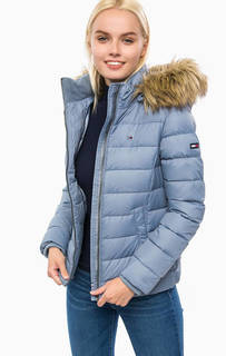 Синий пуховик со съемным мехом Hilfiger Denim