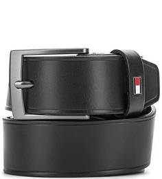 Черный ремень из натуральной кожи Tommy Hilfiger