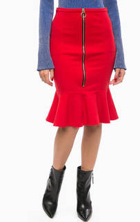 Красная трикотажная юбка с оборками Pinko