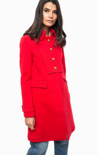 Красное демисезонное пальто с капюшоном Pinko