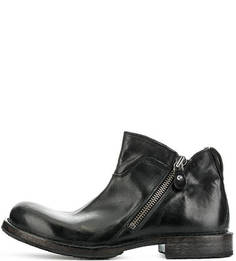 Черные кожаные полусапоги на молниях Moma
