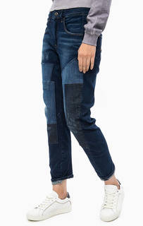 Синие джинсы бойфренды с заплатами G Star RAW