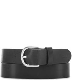 Черный кожаный ремень с серебристой пряжкой Lee