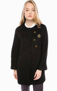 Черное пальто с декоративной отделкой Pennyblack