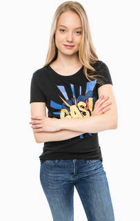 Черная футболка из хлопка с принтом Gas