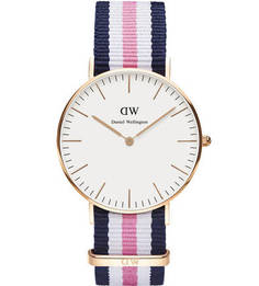 Часы с текстильным ремешком в полоску Daniel Wellington