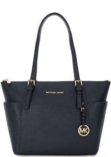 Синяя сумка из сафьяновой кожи на молнии Michael Michael Kors