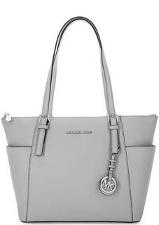 Серая сумка из сафьяновой кожи на молнии Michael Michael Kors