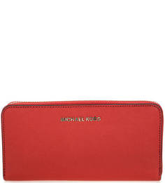Красный кошелек из сафьяновой кожи на молнии Michael Michael Kors