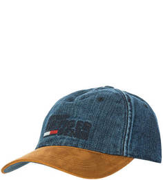 Бейсболка из денима с контрастным козырьком Hilfiger Denim
