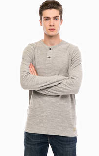 Серая хлопковая футболка с длинными рукавами Jack & Jones