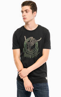 Черная хлопковая футболка с принтом Jack & Jones