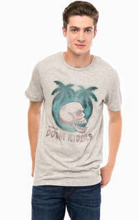 Серая хлопковая футболка с принтом Jack & Jones