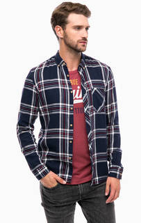 Хлопковая рубашка в клетку с карманом Tom Tailor Denim