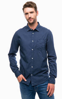 Синяя хлопковая рубашка с карманом Wrangler