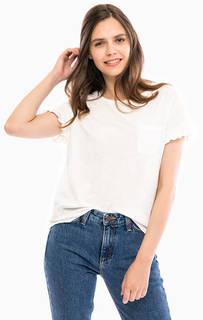 Белая хлопковая футболка с карманом Tom Tailor Denim