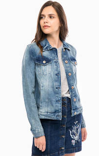 Джинсовая куртка с вышивкой и нашивками на спине Tom Tailor Denim