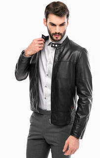 Кожаная куртка на молнии и кнопках Strellson