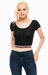 Черная укороченная футболка Mavi