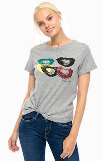 Хлопковая футболка с контрастным принтом Pepe Jeans