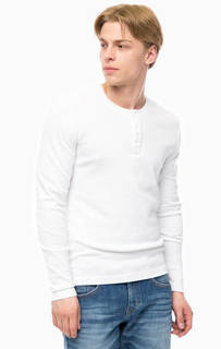 Белая футболка с вырезом на пуговицах Mustang