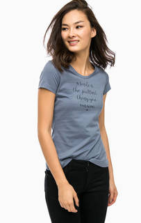 Синяя хлопковая футболка с принтом Mustang