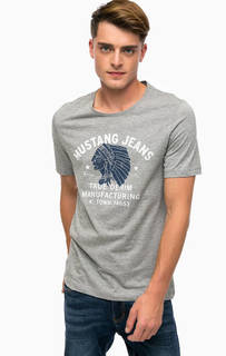 Серая футболка с принтом Mustang